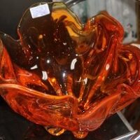 C1970's Orange Art Glass Bowl