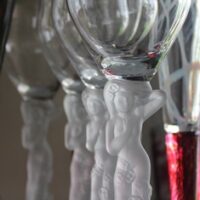Set of 4 Frosted Nude Lady Wine Glasses