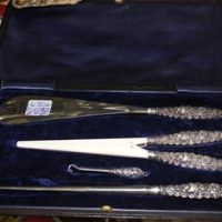 C1900's Sterling Silver Birmingham Button Hooks & Glove Stretcher Set