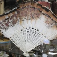 C1890's Bone & Gilt Feather Fan